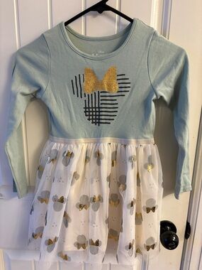 Disney Girls Mint Green and Gold Minnie Mouse Tulle Dress